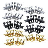 Maxbell 6Pcs Lock String Tuning Key Pegs Tuners Set Gear Ratio 1:18 for Guitar Silver 3L3R