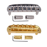 Maxbell 6 String Metal Saddle Guitar Bridge with Screws for Musical Instruments Silver