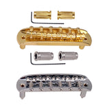 Maxbell 6 String Metal Saddle Guitar Bridge with Screws for Musical Instruments Silver