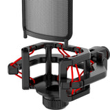 Maxbell Microphone Shock Mount Suspension for Condenser Microphone Broadcasting red