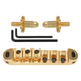 Maxbell Durable Guitar Roller Saddle Bridge Kits Locking Bridge for Gift Replacement gold