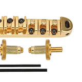 Maxbell Durable Guitar Roller Saddle Bridge Kits Locking Bridge for Gift Replacement gold