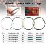 Maxbell Cello Wire Strings Fittings Accessories Set for Musical Instrument Adults 1/8