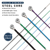 Maxbell Cello Wire Strings Fittings Accessories Set for Musical Instrument Adults 1/8