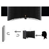 Maxbell Microphone Isolation Shield Studio Recording Foldable Recording for Vocals Black
