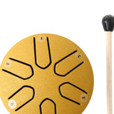Maxbell Steel Tongue Drum Ethereal Drum 3 inch 6 Tone Hand Pan for Concert Gifts Aureate