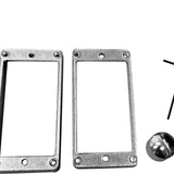 Maxbell 4 Pieces Pickup Metal Frame and Knob Replaces Frame Mounting Rings for Parts Argent