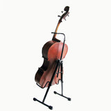 Maxbell Metal Cello Display Stand with Hook Foldable Professional Black Color Sturdy
