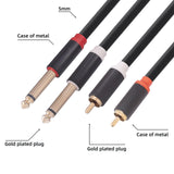 Maxbell Dual RCA to Dual 6.35mm Audio Cable Male to Male Solid for Elertronic Qrgan 1.5M