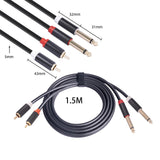 Maxbell Dual RCA to Dual 6.35mm Audio Cable Male to Male Solid for Elertronic Qrgan 1.5M
