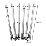 Maxbell 6 Pieces Drum Tension Rods Hardware for Snare Drum Spare Parts Replaces 6x90MM