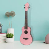 Maxbell Acoustic Ukulele Toy Portable Wood Early Educational 4 Strings Pink