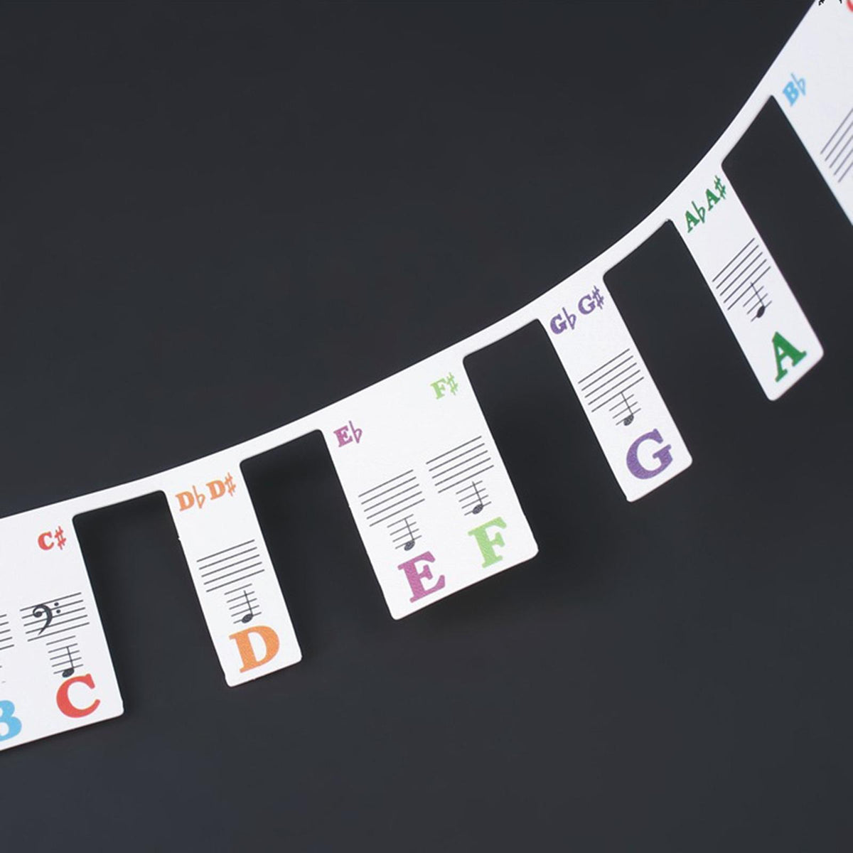 Maxbell Piano Music Note Sticker with Colorful Bigger Letter Music Note for 88 key