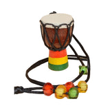 Maxbell Wood Djembe Pendant Instrument Hand Drums Neck Hanging for Party Supplies Brown