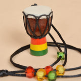 Maxbell Wood Djembe Pendant Instrument Hand Drums Neck Hanging for Party Supplies Brown