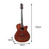 Maxbell 41 inch Acoustic Folk Guitar Gifts Closed Knob for Adults Beginners Travel brown