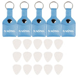 Maxbell 5x PU Leather Guitar Pick Holder Case with Keyring for Gifts
