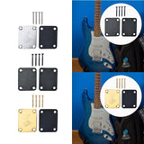 Maxbell Guitar Neck Plate & Backplate Iron Neckplate with Screws for Electric Guitar Argent