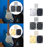 Maxbell Guitar Neck Plate & Backplate Iron Neckplate with Screws for Electric Guitar Argent