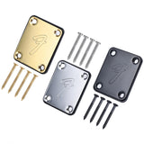 Maxbell Guitar Neck Plate & Backplate Iron Neckplate with Screws for Electric Guitar Argent