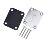 Maxbell Guitar Neck Plate & Backplate Iron Neckplate with Screws for Electric Guitar Argent