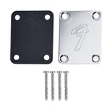 Maxbell Guitar Neck Plate & Backplate Iron Neckplate with Screws for Electric Guitar Argent