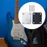 Maxbell Guitar Neck Plate & Backplate Iron Neckplate with Screws for Electric Guitar Argent