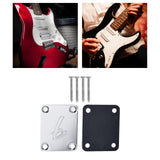 Maxbell Guitar Neck Plate & Backplate Iron Neckplate with Screws for Electric Guitar Argent