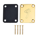 Maxbell Guitar Neck Plate & Backplate Iron Neckplate with Screws for Electric Guitar Aureate