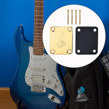 Maxbell Guitar Neck Plate & Backplate Iron Neckplate with Screws for Electric Guitar Aureate