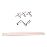Maxbell Wood Drumsticks and Drum Tuning Keys Cymbal Mallets for Snare Drum 5A