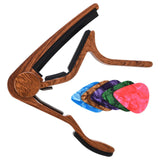 Maxbell Acoustic Guitar Capo Extra Strings Pin Puller Guitar Clip Clamp for Portable Brown