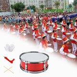 Maxbell 11inch Snare Drum with Gloves Percussion Instrument for Kids Girls Beginners Red