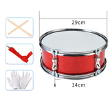 Maxbell 11inch Snare Drum with Gloves Percussion Instrument for Kids Girls Beginners Red