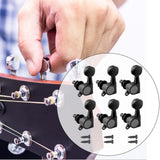 Maxbell 6x Guitar Tuning Pegs Sealed String Pegs for Classic Guitars Electric Guitar Black 6L