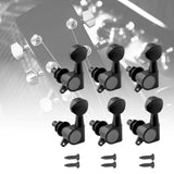 Maxbell 6x Guitar Tuning Pegs Sealed String Pegs for Classic Guitars Electric Guitar Black 6L