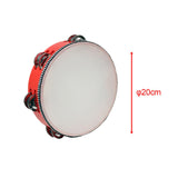 Maxbell Wooden Handheld Tambourines Metal Jingles Percussion for Church Party Adults 8inch Red