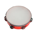 Maxbell Wooden Handheld Tambourines Metal Jingles Percussion for Church Party Adults 8inch Red