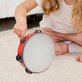 Maxbell Wooden Handheld Tambourines Metal Jingles Percussion for Church Party Adults 8inch Red