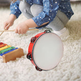 Maxbell Wooden Handheld Tambourines Metal Jingles Percussion for Church Party Adults 8inch Red