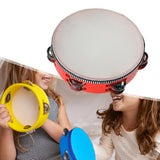 Maxbell Wooden Handheld Tambourines Metal Jingles Percussion for Church Party Adults 8inch Red