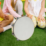 Maxbell Wooden Handheld Tambourines Metal Jingles Percussion for Church Party Adults 10inch Wood