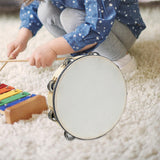 Maxbell Wooden Handheld Tambourines Metal Jingles Percussion for Church Party Adults 10inch Wood
