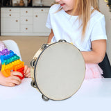 Maxbell Wooden Handheld Tambourines Metal Jingles Percussion for Church Party Adults 10inch Wood