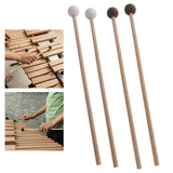 Maxbell 2Pcs Marimba Hammer 15.55'' Rubber Head Bells Wood Mallets Percussion Sticks white