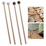 Maxbell 2Pcs Marimba Hammer 15.55'' Rubber Head Bells Wood Mallets Percussion Sticks white