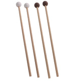 Maxbell 2Pcs Marimba Hammer 15.55'' Rubber Head Bells Wood Mallets Percussion Sticks white