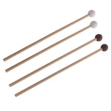 Maxbell 2Pcs Marimba Hammer 15.55'' Rubber Head Bells Wood Mallets Percussion Sticks white