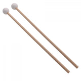 Maxbell 2Pcs Marimba Hammer 15.55'' Rubber Head Bells Wood Mallets Percussion Sticks white