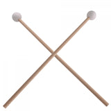 Maxbell 2Pcs Marimba Hammer 15.55'' Rubber Head Bells Wood Mallets Percussion Sticks white